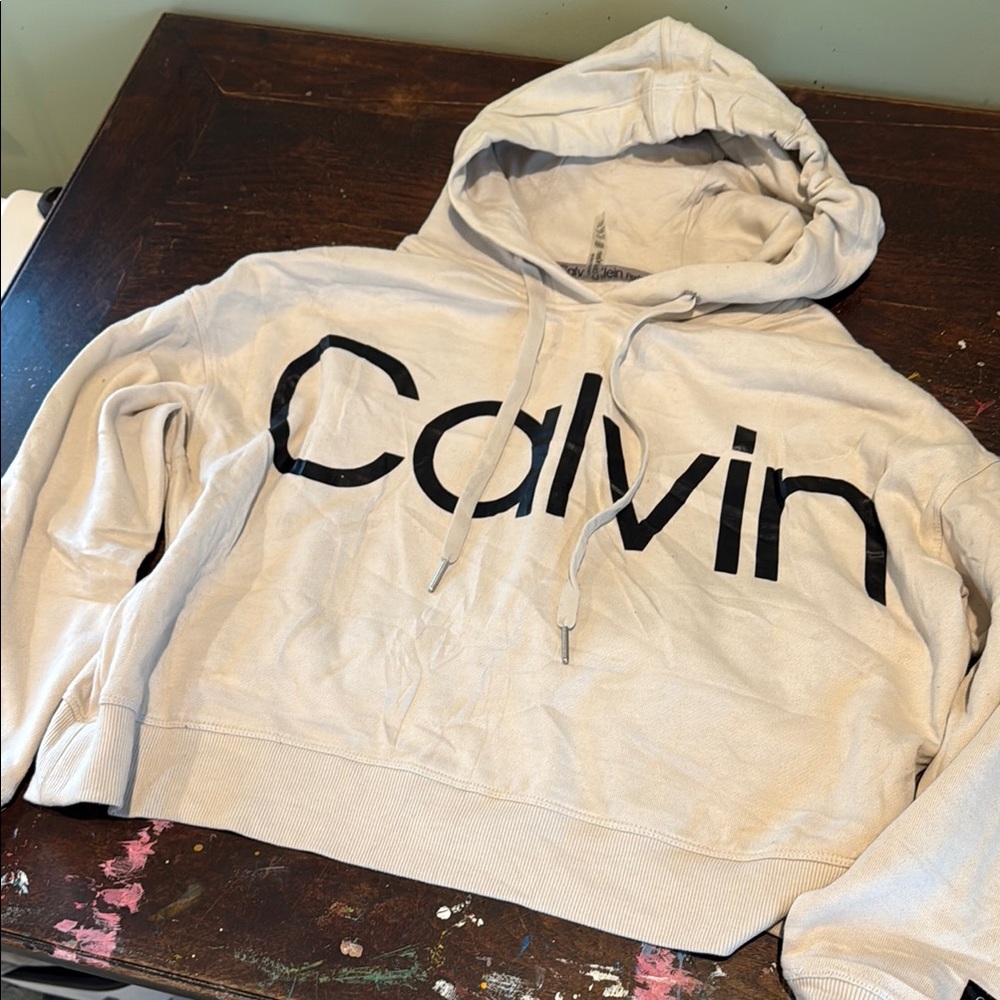 Womens’ Small Calvin Klein Cropped Beige Hoodie